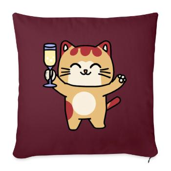 Cat Sparkling Wine Sweet Gift Idea Celebration Party Glass - Sofa pillowcase 17,3'' x 17,3'' (45 x 45 cm) - burgundy - Front