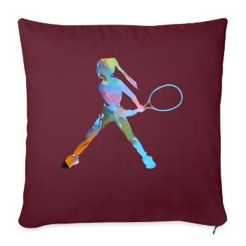 tennis,revers,joueur de tennis,fille,enfant - Housse de coussin décorative 45 x 45 cm - bordeaux - Devant