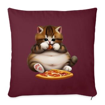 Chat amateur de pizza - Housse de coussin décorative 45 x 45 cm - bordeaux - Devant