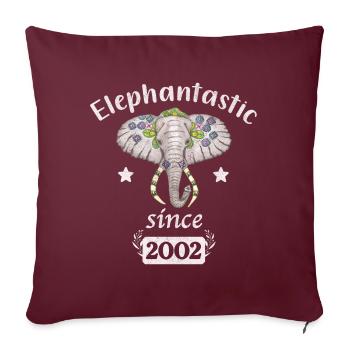 Éléphantastic depuis 2002, tête d’éléphant décorée - Housse de coussin décorative 45 x 45 cm - bordeaux - Devant