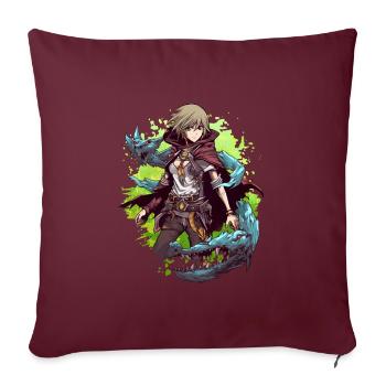 Fantasy RPG Game Anime Character - Chemise Anime - Housse de coussin décorative 45 x 45 cm - bordeaux - Devant