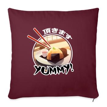 Delicous Japanese Food Onigiri - Anime Shirt - Sofa pillowcase 17,3'' x 17,3'' (45 x 45 cm) - burgundy - Front