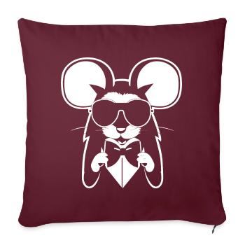 Lustige ausgefallene Ratten mit Sonnenbrille Haustier Ratte - Sofakissenbezug 45 x 45 cm - Burgunderrot - Vorne