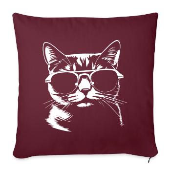 Lustige Katze mit Sonnenbrille Kätzchen Sonnenbrille Katzen - Sofakissenbezug 45 x 45 cm - Burgunderrot - Vorne