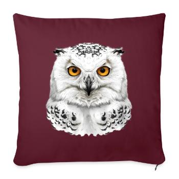 Tête de harfang des neiges - Housse de coussin décorative 45 x 45 cm - bordeaux - Devant