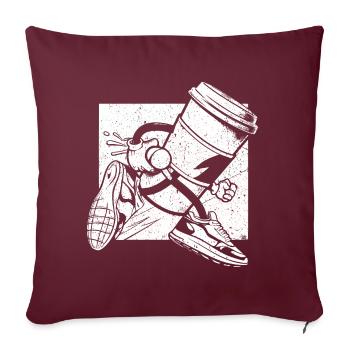 Coffee Junkie : un design amusant pour le café à emporter - Housse de coussin décorative 45 x 45 cm - bordeaux - Devant