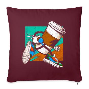 Coffee Junkie : un design amusant pour le café à emporter - Housse de coussin décorative 45 x 45 cm - bordeaux - Devant