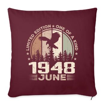 Incomparable depuis juin 1948, 76e Anniversaire - Housse de coussin décorative 45 x 45 cm - bordeaux - Devant