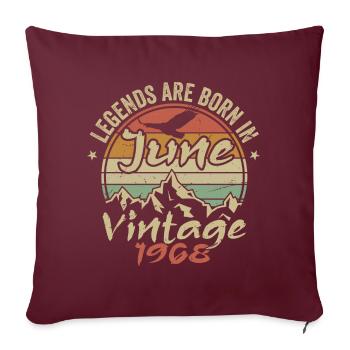 Anniversaire Juin 1968 né en Juin 1968 Rétro 1968 - Housse de coussin décorative 45 x 45 cm - bordeaux - Devant