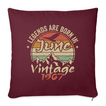 Anniversaire Juin 1967 né en Juin 1967 Rétro 1967 - Housse de coussin décorative 45 x 45 cm - bordeaux - Devant