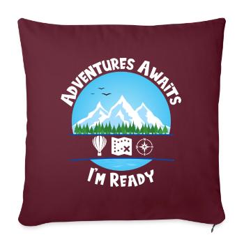 Aventures Awaits Blue Je suis prêt - Housse de coussin décorative 45 x 45 cm - bordeaux - Devant