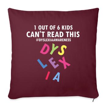 Thérapie de la dyslexie pour le mois de la dyslexie - Housse de coussin décorative 45 x 45 cm - bordeaux - Devant