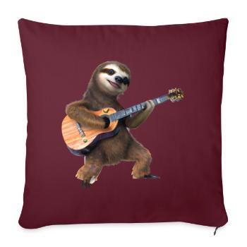 Paresseux avec guitare - Housse de coussin décorative 45 x 45 cm - bordeaux - Devant