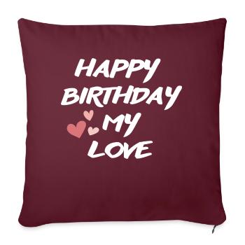 Bon anniversaire - Housse de coussin décorative 45 x 45 cm - bordeaux - Devant