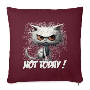 Funny Cat Design - Pas aujourd’hui Cat Lover - Housse de coussin décorative 45 x 45 cm - bordeaux - Devant