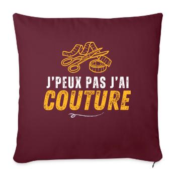 je peux pas COUTURE - Housse de coussin décorative 45 x 45 cm - bordeaux - Devant