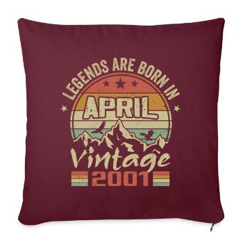 Né En Avril 2001 Vintage - Cadeau Avril 2001 - Housse de coussin décorative 45 x 45 cm - bordeaux - Devant