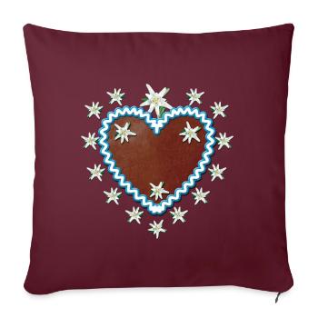 coeur de pain d'épice Edelweiss + votre texte - Housse de coussin décorative 45 x 45 cm - bordeaux - Devant