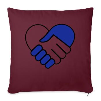 Main dans la main coeur bleu-incolore - Housse de coussin décorative 45 x 45 cm - bordeaux - Devant