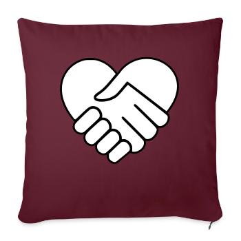 Main dans la main coeur blanc - Housse de coussin décorative 45 x 45 cm - bordeaux - Devant
