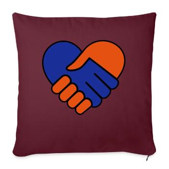 Main dans la main coeur bleu rouge - Housse de coussin décorative 45 x 45 cm - bordeaux - Devant