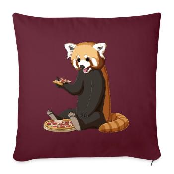 Panda rouge mange des pizzas - Housse de coussin décorative 45 x 45 cm - bordeaux - Devant