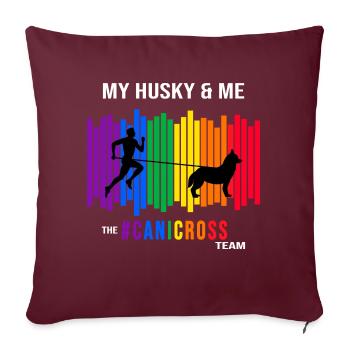 husky canicross chien sport zughund zughundesport - Housse de coussin décorative 45 x 45 cm - bordeaux - Devant