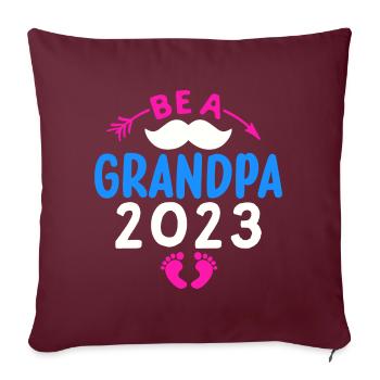 Werdender Opa 2023, 2023 werde ich Opa, 2023 Opa - Sofakissenbezug 45 x 45 cm - Burgunderrot - Vorne