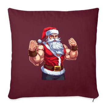 Bain Père Noël Muscles Fort Noël - Housse de coussin décorative 45 x 45 cm - bordeaux - Devant