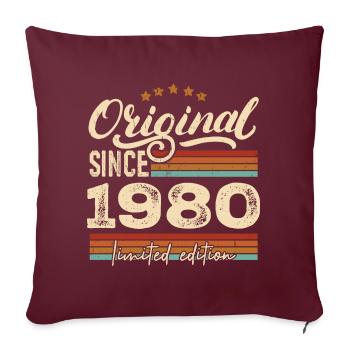 Original 1980 Vintage - Cadeau D’anniversaire 1980 - Housse de coussin décorative 45 x 45 cm - bordeaux - Devant
