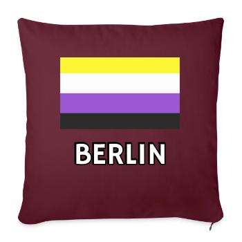 Nicht-binäre Pride Flagge Berlin - Sofakissenbezug 45 x 45 cm - Burgunderrot - Vorne