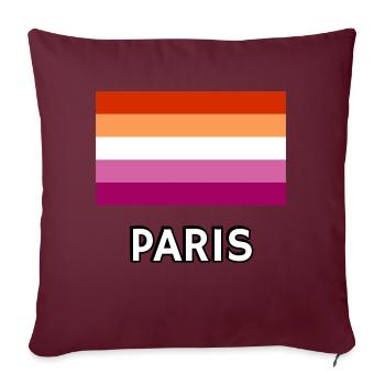 Drapeau de la fierté lesbienne Paris - Housse de coussin décorative 45 x 45 cm - bordeaux - Devant