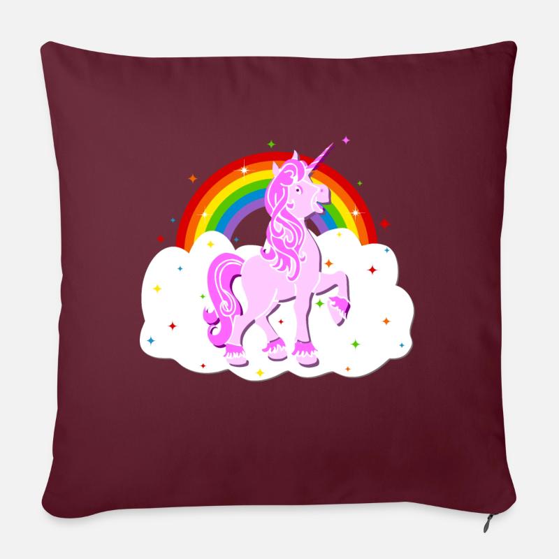 Einhorn Regenbogen Sterne Wolke Unicorn - Sofakissenbezug 45 x 45 cm - Burgunderrot