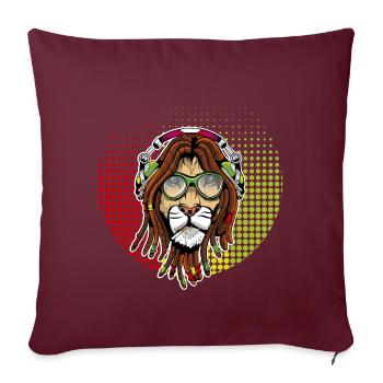 Rastafari Löwe - Sofakissenbezug 45 x 45 cm - Burgunderrot - Vorne