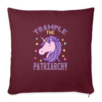 Trample the patriarchy Drôle de féminisme Licorne - Housse de coussin décorative 45 x 45 cm - bordeaux - Devant