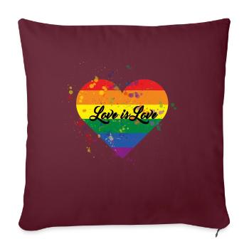Love Wins, Love isLove Coeur - Housse de coussin décorative 45 x 45 cm - bordeaux - Devant