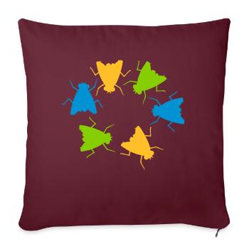 Bunte Hausfliegen Gruppe Team - Sofakissenbezug 45 x 45 cm - Burgunderrot - Vorne
