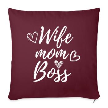 femme maman patron - Housse de coussin décorative 45 x 45 cm - bordeaux - Devant