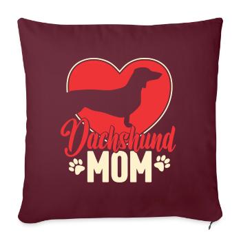 Dackel Mama Geschenk - Sofakissenbezug 45 x 45 cm - Burgunderrot - Vorne