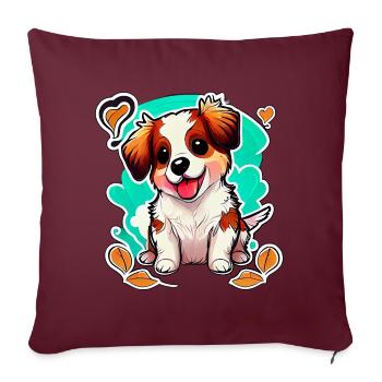 Cute dog: love at first bite - Sofa pillowcase 17,3'' x 17,3'' (45 x 45 cm) - burgundy - Front