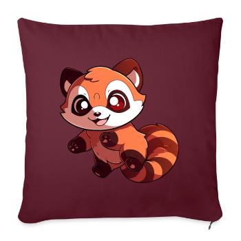 Petit panda - Housse de coussin décorative 45 x 45 cm - bordeaux - Devant