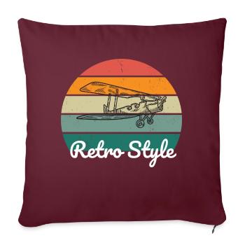 Retro Vibe Flugzeug style - Sofakissenbezug 45 x 45 cm - Burgunderrot - Vorne