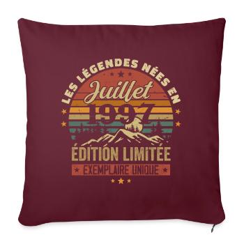 Juillet 1997 Vintage Anniversaire 1997 Juillet - Housse de coussin décorative 45 x 45 cm - bordeaux - Devant