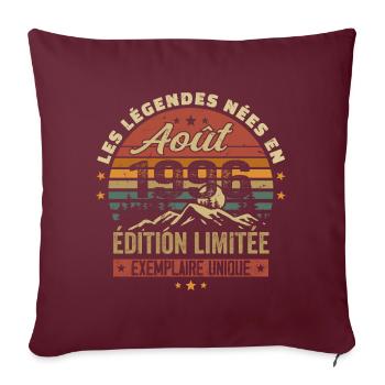 Août 1996 Cadeau Anniversaire Aout 1996 August - Housse de coussin décorative 45 x 45 cm - bordeaux - Devant
