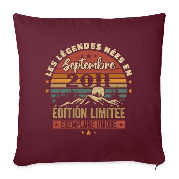 Rétro 2011 - Les légendes nées en Septembre 2011 - Housse de coussin décorative 45 x 45 cm - bordeaux - Devant