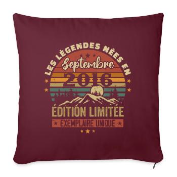 Rétro 2016 - Les légendes nées en Septembre 2016 - Housse de coussin décorative 45 x 45 cm - bordeaux - Devant