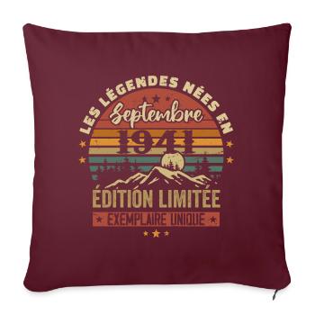 Rétro 1941 - Les légendes nées en Septembre 1941 - Housse de coussin décorative 45 x 45 cm - bordeaux - Devant