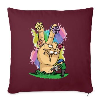 Peace Flower Power - Sofakissenbezug 45 x 45 cm - Burgunderrot - Vorne