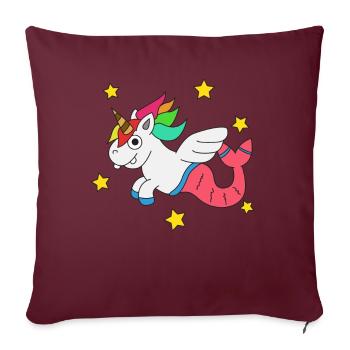 Conception mignonne et drôle de tshirt de licorne et de sirène - Housse de coussin décorative 45 x 45 cm - bordeaux - Devant