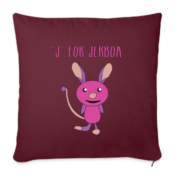 T-shirt Jerboa mignon, intelligent et drôle J pour - Housse de coussin décorative 45 x 45 cm - bordeaux - Devant